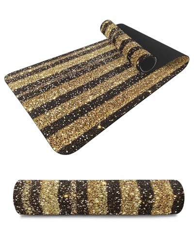 Debedcor Heat Proof Table Pads Waterproof Decorative, Yellow Black Polk Dots Striped Non-Slip Table Countertop Protector, Abstract Art Stripes Insulation Mat for Kitchen Room, 40 x 12 Inches