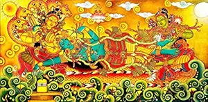 SCPmarts Kerala Mural Art Canvas Painting Unframed |Kerala Painting Wall Decoration | Kerala Mural Canvas Painting | Kerala Mural Art Wall Decor | Vishnu Avtar Canvas Painting | Kerala Mural Art Wall Painting | Wall Murals For Living Room | Size 23 Inch x 46 Inch