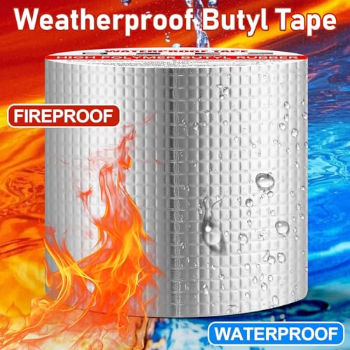Image of Adhesive Waterproof tape | Super Strong Permanent Repair Roof | Water Leakage Solution Rubber Tape | surface Crack Window Sill Gap Boat Sealing Tank Leak (6 Inch (15CM*5M))
