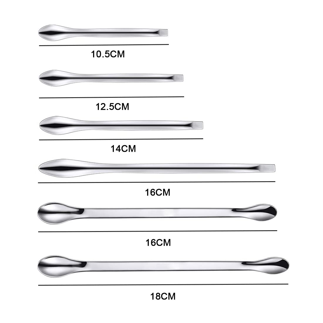 6 morceaux de cuillères de laboratoire, des cuillères en acier inoxydable, des cuillères de laboratoire, des cuillères miniatures d'échantillonnage, des cuillères médicales pour le mélange