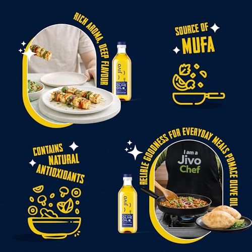 Image of Jivo Extra Light Olive Oil 500ml | Imported from Spain | Everyday Use for Cooking, Dressings, Salad, Soups, Dips, and Marinades | Light, Flavorful High MUFA & Rich in Antioxidants