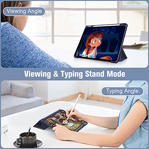 Image of Fintie Hybrid Slim Case for iPad Pro 11-inch (4th / 3rd Generation) 2022 /2021 - [Built-in Pencil Holder] Shockproof Cover w /Clear Transparent Back Shell, Also Fit iPad Pro 11 inch 2nd Gen, Navy
