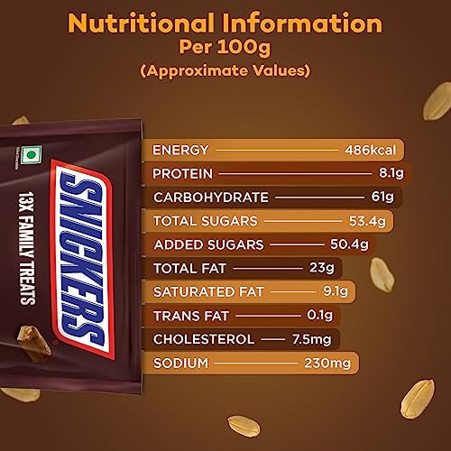 Image of Snickers Family Treats Peanut Filled Chocolate Pouch, 2 X 168 Gm - 336 Gm