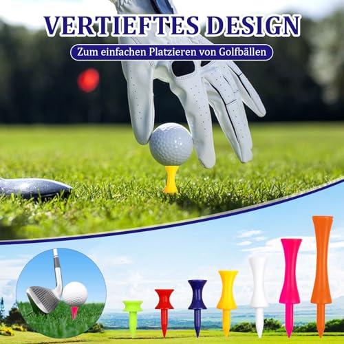 HuangXinyu 105 Stück Golf Tees Kunststoff, Tees Golftees Set, Wiederverwendbar Plastik Castle Tee für Golfer, Kurz und Lang, 7 Farben in 25/31/37/43/51/59/70 mm