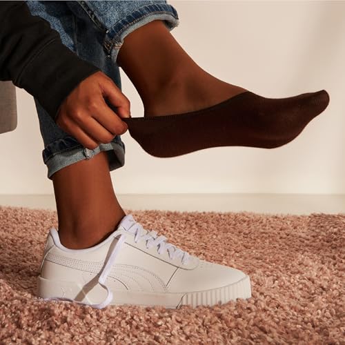 Image of Eedor No Show Socks Women - Low Cut Ankle, Non Slip | Breathable Cotton & Spandex, Flat Boat Line Invisible Socks with Silicone Heel Grips, for Flats, Heals, Loafers