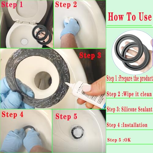 Image of RV Toilet Seal Ring, RV Toilet Seal Ring Kit Replacement 385311658,RV Toilet Flush Ball Seal Replacement for 300 /310 /320 Toilet, Toilet Replacement Sealing Ring for Toilet Leakage and Stink(2packs)