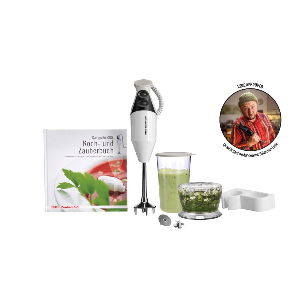 ESGE Zauberstab M 160 G Gourmet 90610 Stabmixer, Pürierstab, 2 Stufen bis 15.000 U/Min, ergonomischer Griff, langlebiger, robuster Motor, inkl. Zubehör, 160W, Made in Switzerland
