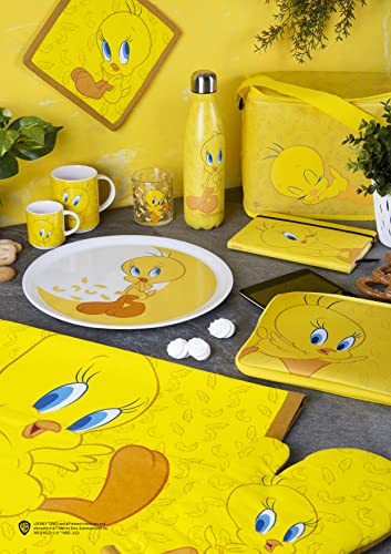 Excelsa Tweety Kitchen Towel 100% Cotton 70 x 50 cm with Hole, Front Decoration Tweety, Back White and Yellow Border, Cm. 70 x 50 - Image 3