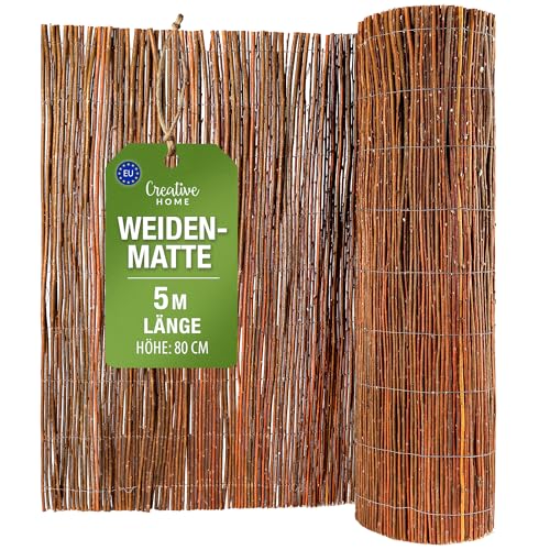 Creative Home Estera de Mimbre 80 x 500 cm | Valla de Privacidad Natural para Jardín Balcón y Terraza | Pantalla de Ocultación Resistente contra Sol y Viento | Cercado Separador Espacio Decorativo