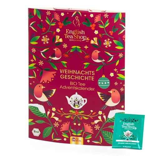 Erlebnis Tee Adventskalender 'Weihnachtsgeschichte' | Weihnachtskalender mit 24 versch. Bio Tees & Geschichte zum Lesen, Lesezeichen und weitere Überraschung