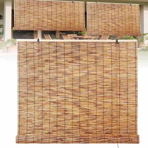Estores De Bambú para Interior Exterior Persiana Estor Enrollable De Bambú 60 80 90 100 120 140 150 160cm Cortinas Romanas para Ventanas con Elevador Protección Solar para Jardín