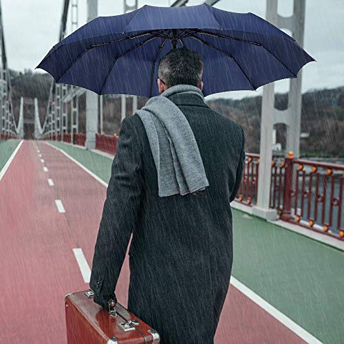 KKmoon 12 Costelas Guarda-chuva dobrável à prova de vento para viagem Guarda-chuva de golfe Canopy c