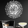 Crystal Chandelier, Firework Modern Beaded Chandeliers, Dandelion Chrome Pendant Lamp, Hanging Lighting Fixture for Bedroom, Dining Room, Kitchen, Farmhouse, Hallway, Foyer, 12 G9 Bulbs Included
