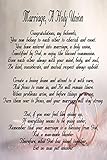  MARRIAGE, A HOLY UNION JOURNAL FOR NEWLYWEDS: 6X9 Blank Lined 120 Page Wedding Poem Planner Notebook, Christian Wedding Card Alternative, Married Couple Gift