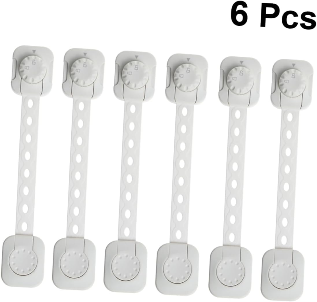 FAVOMOTO 18pcs Adjustable Boy Girl Cabinet Locks Multipurpose Safety Belt for Cupboards Refrigerators and More Easy to Install Flexible and White