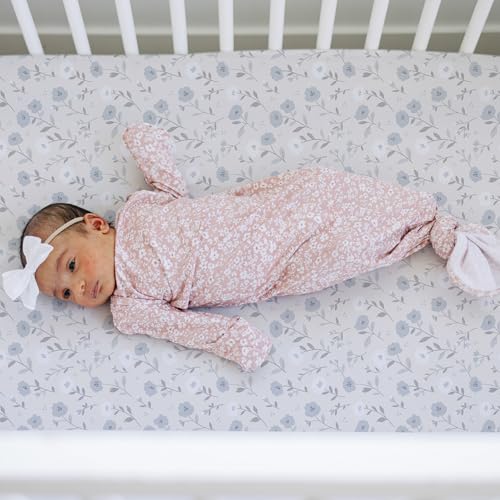 Image of Crib Sheets for Boys & Girls - 2 Pack Fitted Baby Crib Sheets Neutral for Standard & Toddler Bed Mattress - Buttery Soft Organic Cotton Blend (Linnea Blue Floral)