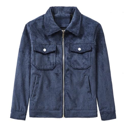 Men's Corduroy Jacket Fall Winter Casual Slim All-match Coat (Royal blue,XX-Large)