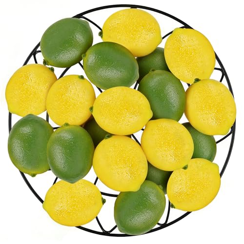 Toopify 20PCS Fake Lemons, Yellow Green Artificial Lemons, Matte Finish Fruit Decor for Kitchen Fruit Bowl Table Centerpiece & Photography