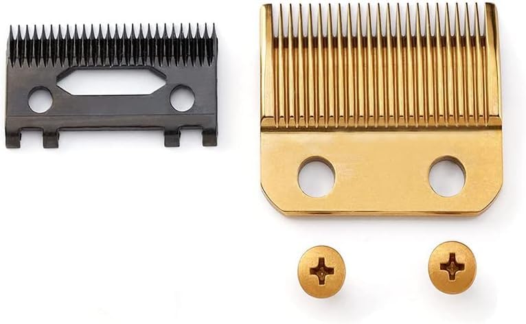 Replacement Taper Clipper Blades for BaBylissPRO FX870 / FXF880 / FX810 / FX825 / FX673N / FX870 / FX802G Hair Trimmer Clipper Blades Ultra Precise DLC Most 2-hole Systems Cutter Head Parts (Gold)