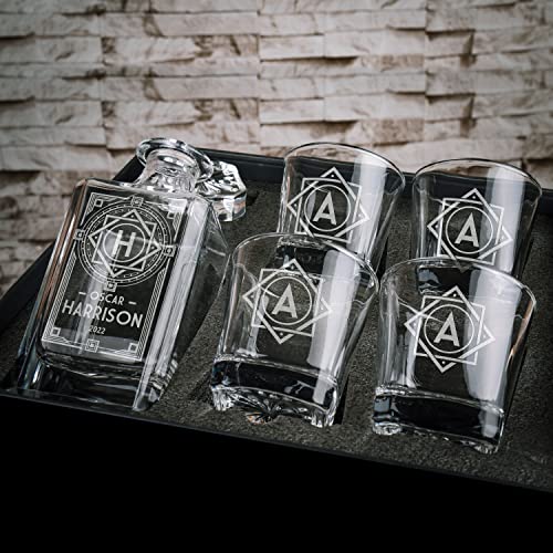 Personalized-Whiskey-Decanter-Set-with-Glasses-5-PC-4-Optional-Designs-Custom-Whiskey-Liquor-Decanter-25-Oz-with-4-Whiskey-Glasses-Personalized-Gifts-for-Men-D1
