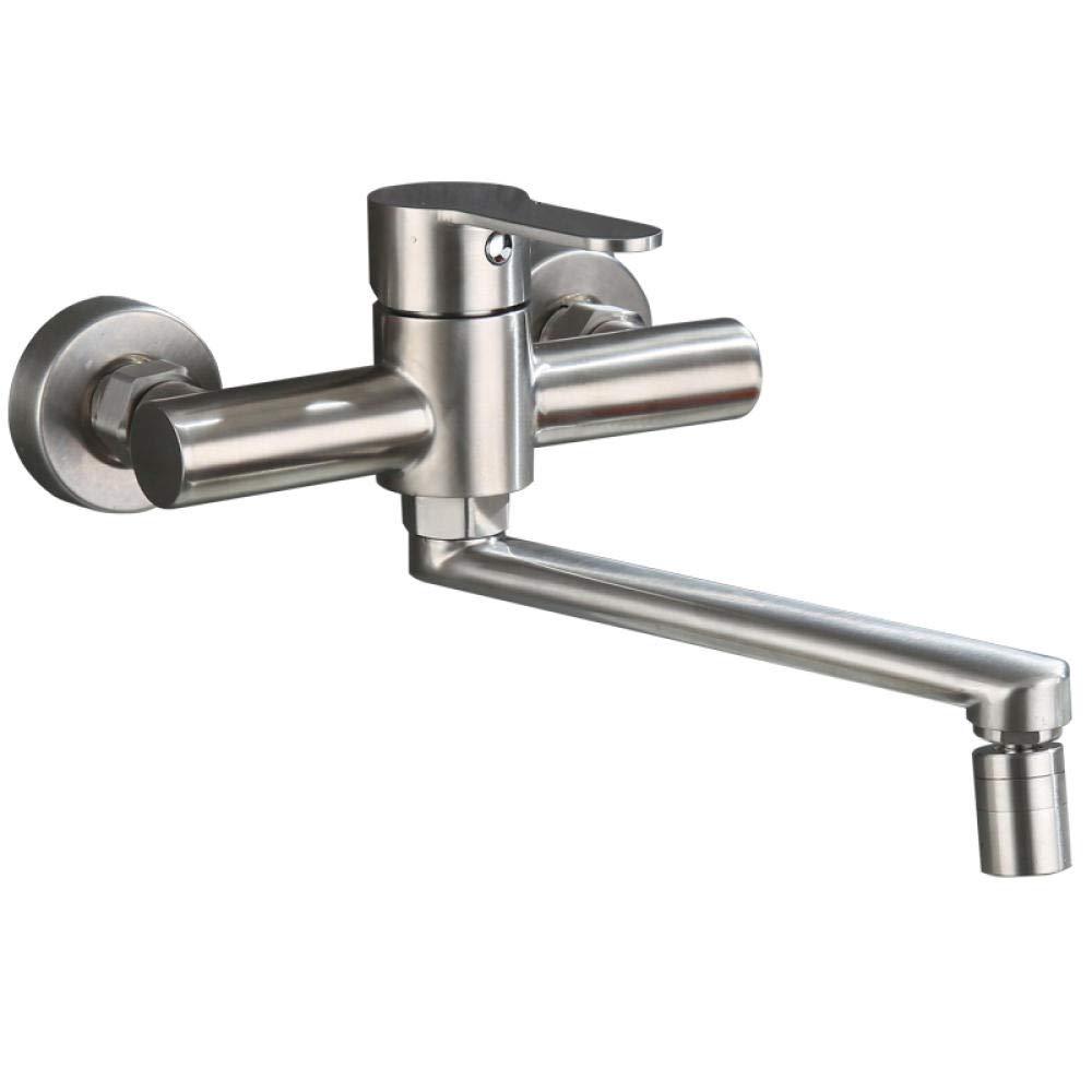grifo cocina de pared, cobre para fregadero de cocina, fregadero para lavadero, Giratorio a 360° de 2 Funciones con Aireador para agua fría y caliente, Grifería-Doble salida Giratorio a 360°