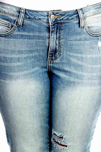 Jack David Womens Plus Size Stretch Distressed Ripped Blue Skinny Denim Jeans4