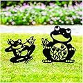 SRDJXY Frog Metal Decorative Garden Stakes Frog Gifts for Women Men Mom Birthday Gifts Silhouette Statues for Garden Decor, Yard Art, Patio, Outside, Lawn Ornaments, Outdoor Decorations