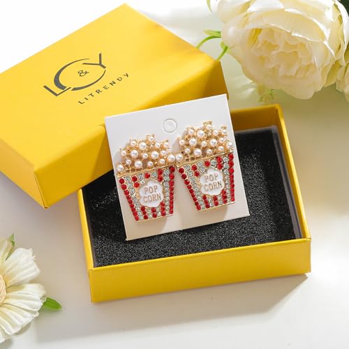 Food Drink Stud Earrings Set for Women, Cute Food-themed Statement Earring Studs with Rhinestone, Fashion Summer Fun Jewelry Gifts4