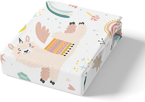 Miniatura 4 de Llama - Juego de sábanas bajeras de Alpaca para niños, lindas llamas de dibujos animados, juego de sábanas de alpaca, para niños y niñas, decoración