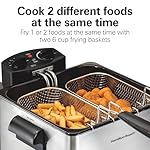 Hamilton Beach Electric Deep Fryer with 2 Baskets and Lid, 4.5 Liters / 19 Cups Oil Capacity, Temperature Control, View Window, Professional Style, 1800 Watts, Stainless Steel (35036) - Image 4