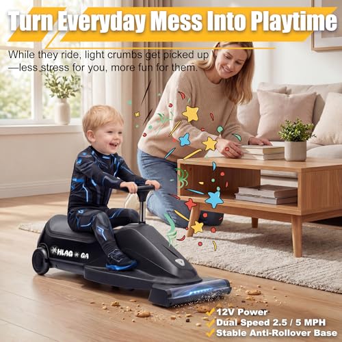 OHLAGOGA 12V Kids Vacuum Ride On Car: Real 13kPa Suction Picks Up Pet Hair, Crumbs & Dust, 2-Speed Electric Go Kart for Kids, Quick 5-Min Setup,Gift for Ages 3+ by OHLAGOGA - Used condition - Image 8
