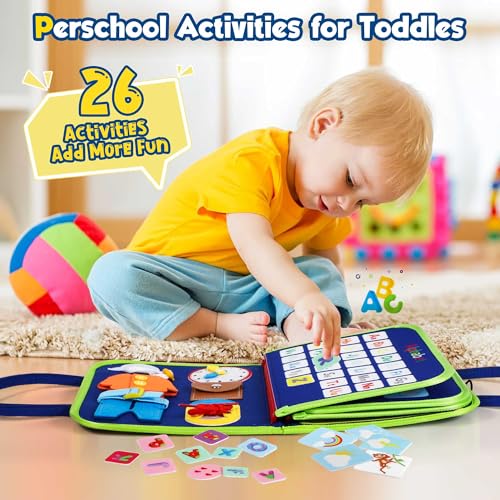 Toddler Busy Board - Montessori Toys for 1-3 Year Old Boy Birthday Gift, Educational Learning Sensory Busy Book for Two Year Old Boys, Kids Ages 2-4 Activities Toy for Airplane Car Travel - Image 4