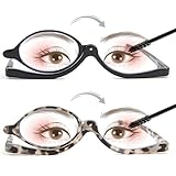 EVANLCAP 2 Pairs Makeup Reading Glasses for Women, Magnifying Flip Down Cosmetic Readers, Make Up Glasses with Spring Hinge (Black & Demi, 2.0x)