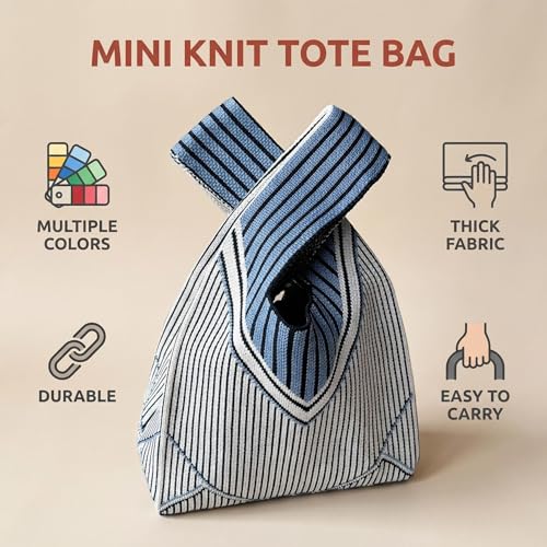 Image of Knot Bag, Mini Knit Tote Bag, Extra Thickened Japanese Knot Bag, Wristlet Handbag - 1 /2 /6 Pack