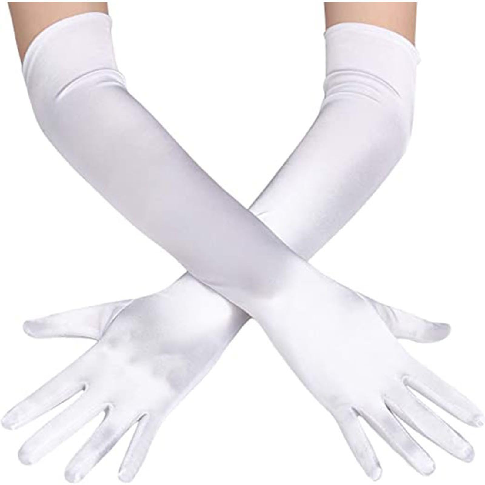Jidyllic Women's White Long Elbow Satin Gloves,Opera Elbow Satin Gloves Long Gloves Long Satin Gloves For Elbow Length Gloves Bridal Fancy Dress Gloves For Wedding Prom Opera Party