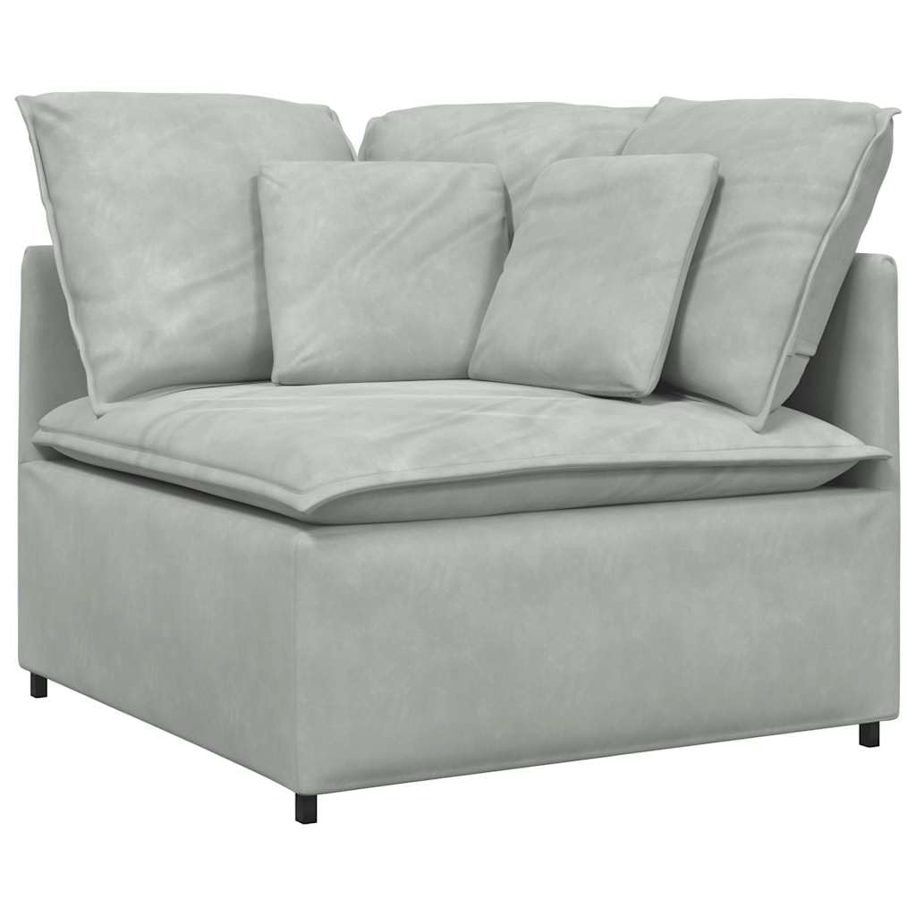 Sofá modular con cojín de terciopelo gris claro, 317 x 217 x 64 cm, marco de metal, 4 piezas, con esquina acolchada y elemento de montaje para salón, salón, cine en casa, confort