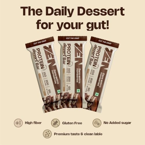 Image of ZEN Protein Dessert Bar Tiramisu Fudge Pack of 6 (50g Each) | 15g Protein, 13 gram Fiber, 200 Calories, 6g Net Carbs | No Added Sugar | No Palm Oil | Healthy Snack