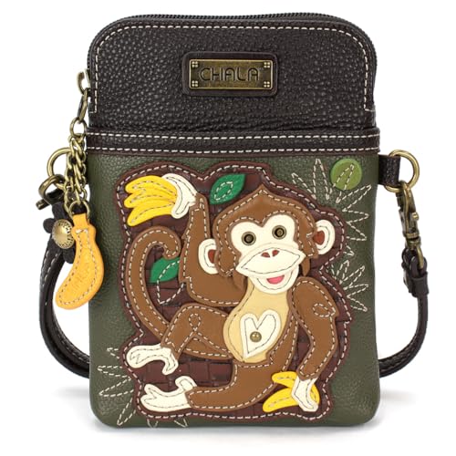 Image of CHALA Wilderness Animal Collection Cell Phone Crossbody Purse-Women PU Leather /Canvas Multicolor Handbag w /Adjustable Strap