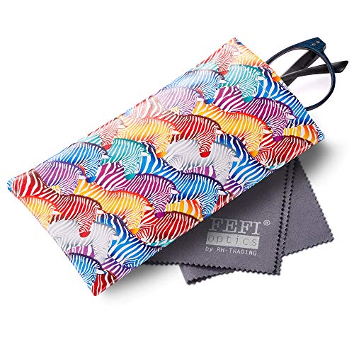 FEFI - Étui à lunettes Einsteck avec fermeture à clip - Avec chiffon de nettoyage pour lunettes de haute qualité, zébré, taille unique Cover