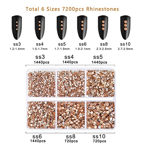 Image of Beadsland Flatback Rhinestones, Light Peach, 7200pcs Mixed 6 Sizes