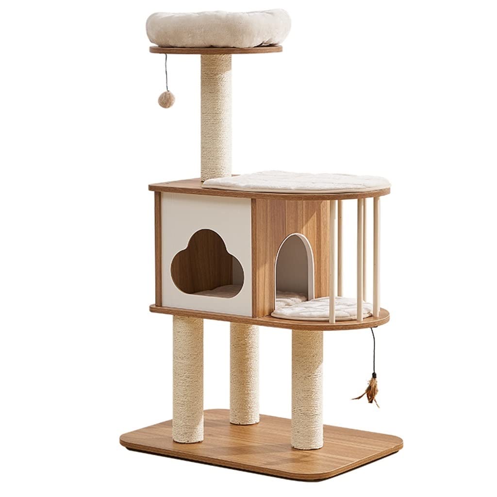 MokidPlay Towers Small Cat Climbing Frame Pet Cat Villa Cat House Cat Display Stand Universal For All Seasons, Does Not Occupy Space Cat Supplies (Color : Wood color, Size : 48 * 68 * 116cm)