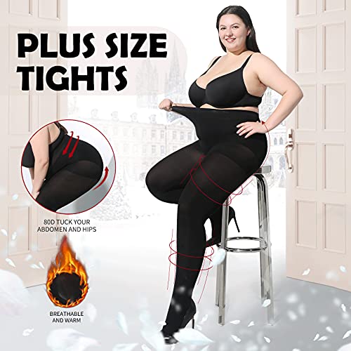 Image of Opaque Tights Plus Size - Comfy Queen Size Tights, Warm Straight Crotch Leggings, for Chubby Women