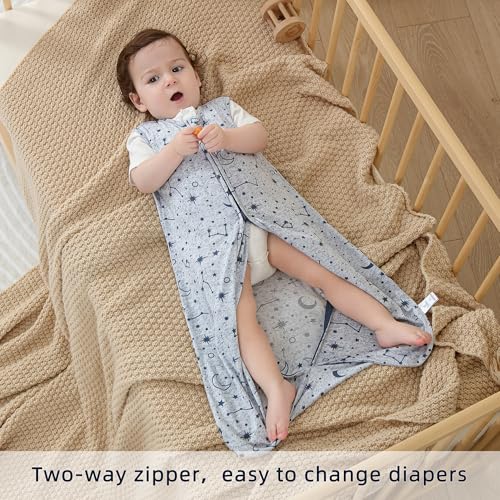 Image of DaysU Baby Sleep Sack 12-18 Months Stretchy, Baby Boy Wearable Blanket 2-Way Zipper TOG 0.5, Breathable Lightweight Baby Sleeping Bag 2 Pack, Space & Forest, Large