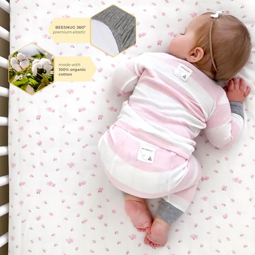 Burt'S Bees Baby HM10236-BLM-CB Burts Bees Baby Print Fitted Crib Sheet Organic Cotton Beesnug - Pink Butterfly Garden Prints thumb #2