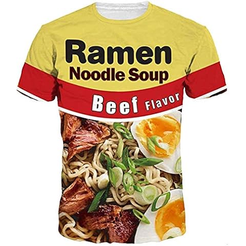 T Shirts 3D Ramen Beef Noodle Short Sleeve Tops Men Women Beef Shirts XXL Cover