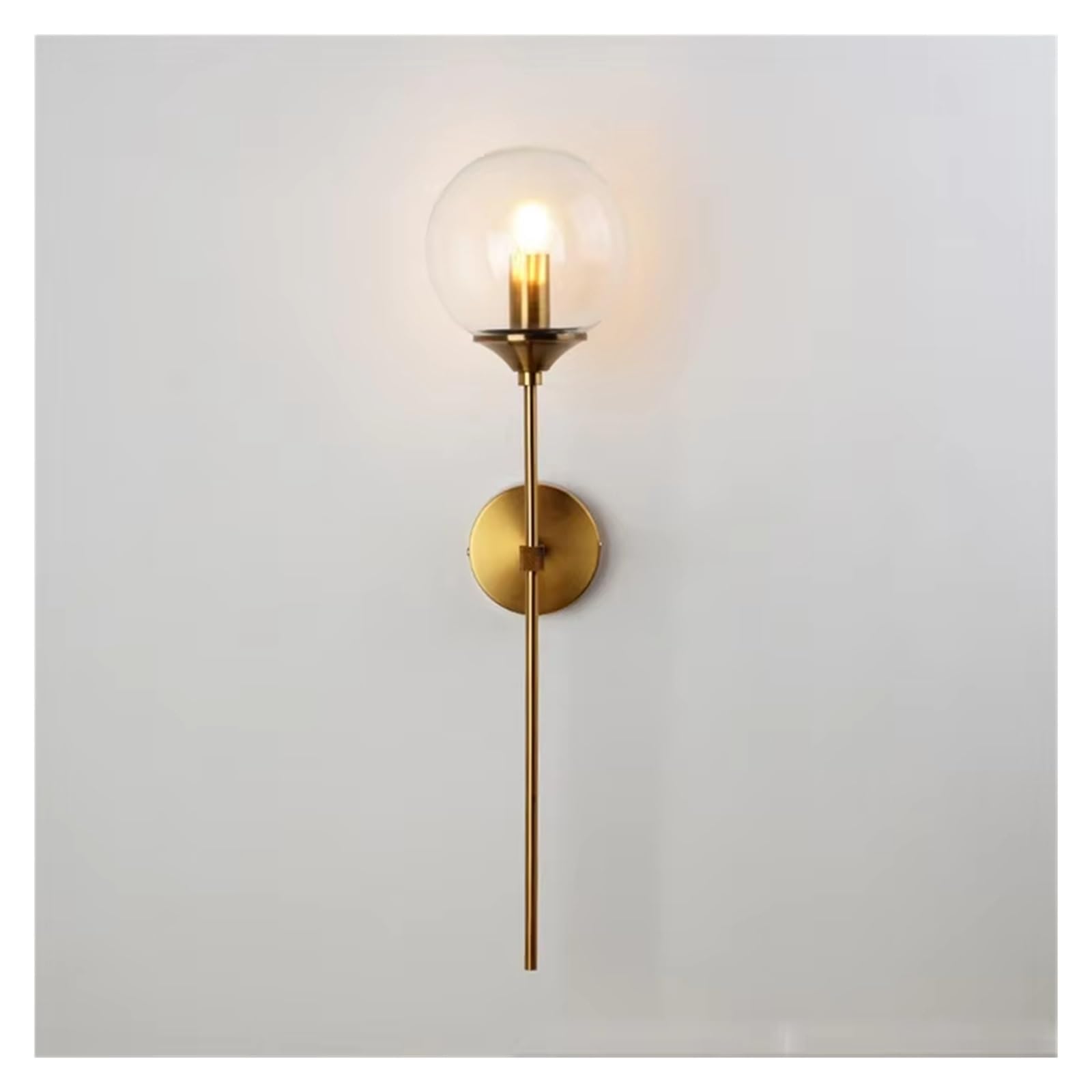 JKJZSALJ Nordic Round Wall Sconces Lamp Modern Lighting Fixtures For Home Indoor Bed Room Decoration,For The Hall,Brass,Clear