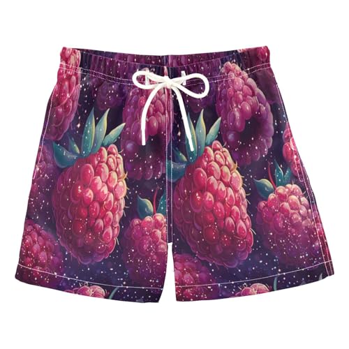 Boccsty Fresh Red Purple Raspberry Berry Fruit Boys Swim Trunks Baby Kids Swimwear Summer Toddler Beach Board Shorts 2T