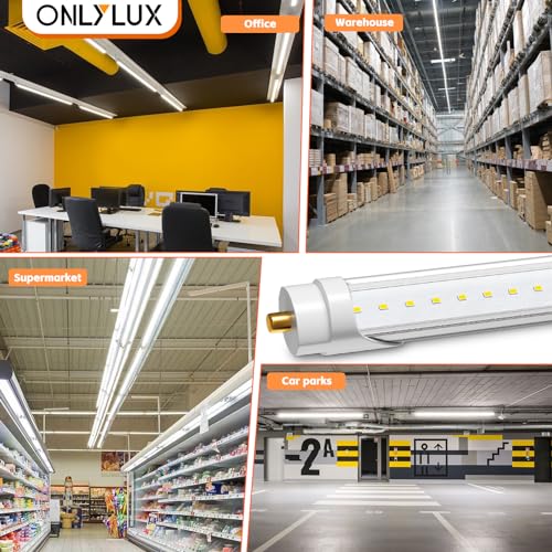 Image of ONLYLUX 8 Foot Led Lights, 5850LM,Ballast Bypass,6000k Clear Cover(24 Pack)