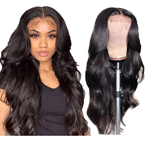 4x4 Lace Front Wig Human Hair Body Wave Lace Closure Wig Brazilian Virgin Hair Body Wave Front Lace Wigs Human Hair Wavy Human Hair Wig Human Hair Lace Front Wigs Pre Plucked Bleached Knots 24 Inch