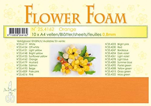 Leane Creatief A4 0.8mm Flower Foam Sheets 10pcs - Orange